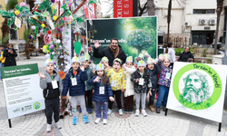 Miniklerden büyük farkındalık: Topladıkları atıklarla ağacı renklendirdiler