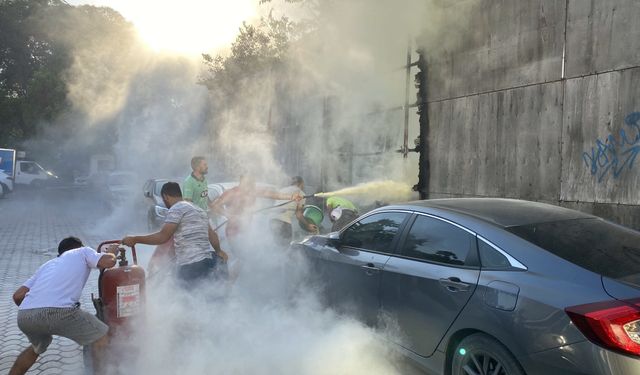 İzelman otoparkında yangın