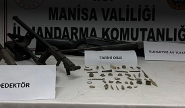 Manisa’da defineci operasyonu! Dedektörlerle yakalandı