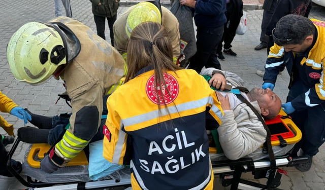 Asansör kulesinden düşen adam bacağını kırdı: Yardımına itfaiye koştu