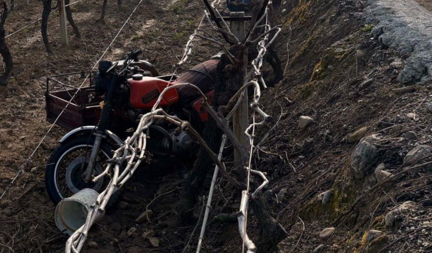 Salihli'de sepetli motosiklet üzüm bağına uçtu: 1 ölü