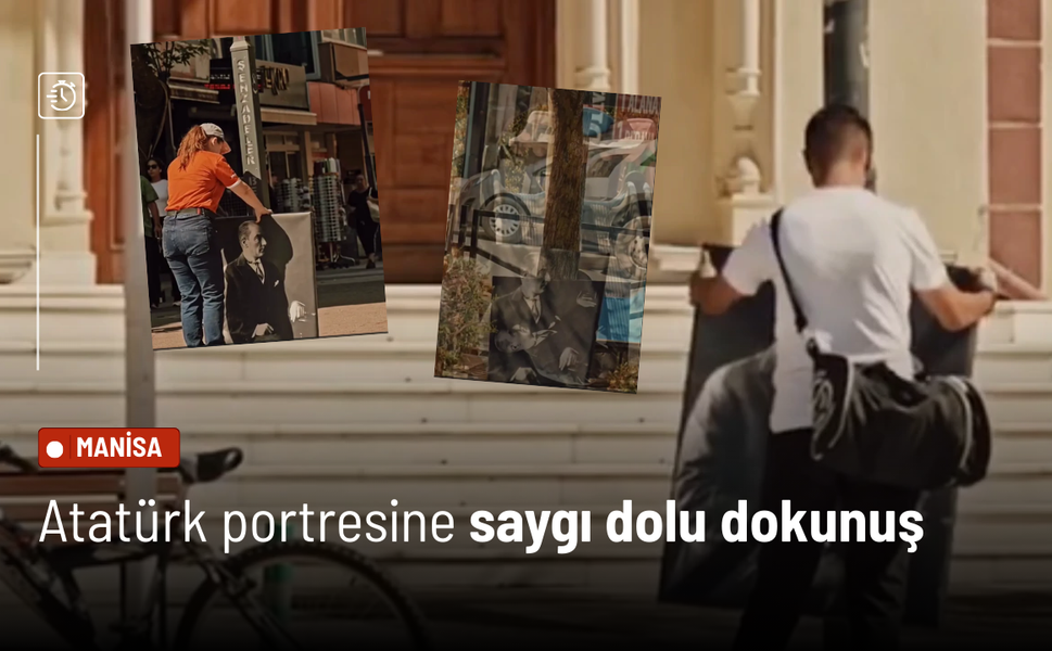 Atatürk portresine saygı dolu dokunuş